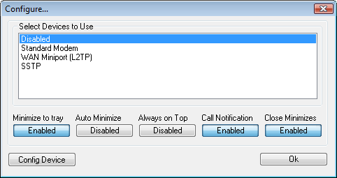 Configuration dialog