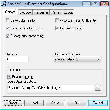 General configuration dialog