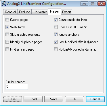 Parser configuration dialog