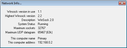 Network info dialog