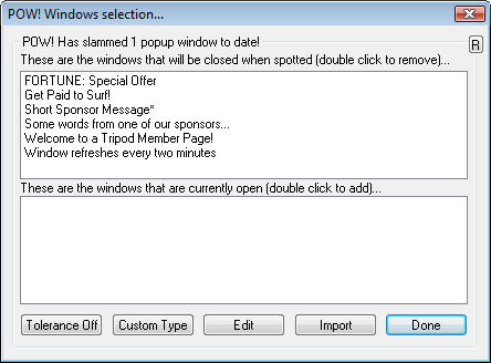 Configuration dialog